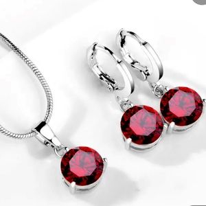 Ruby Necklace & Earring Set. NWOT